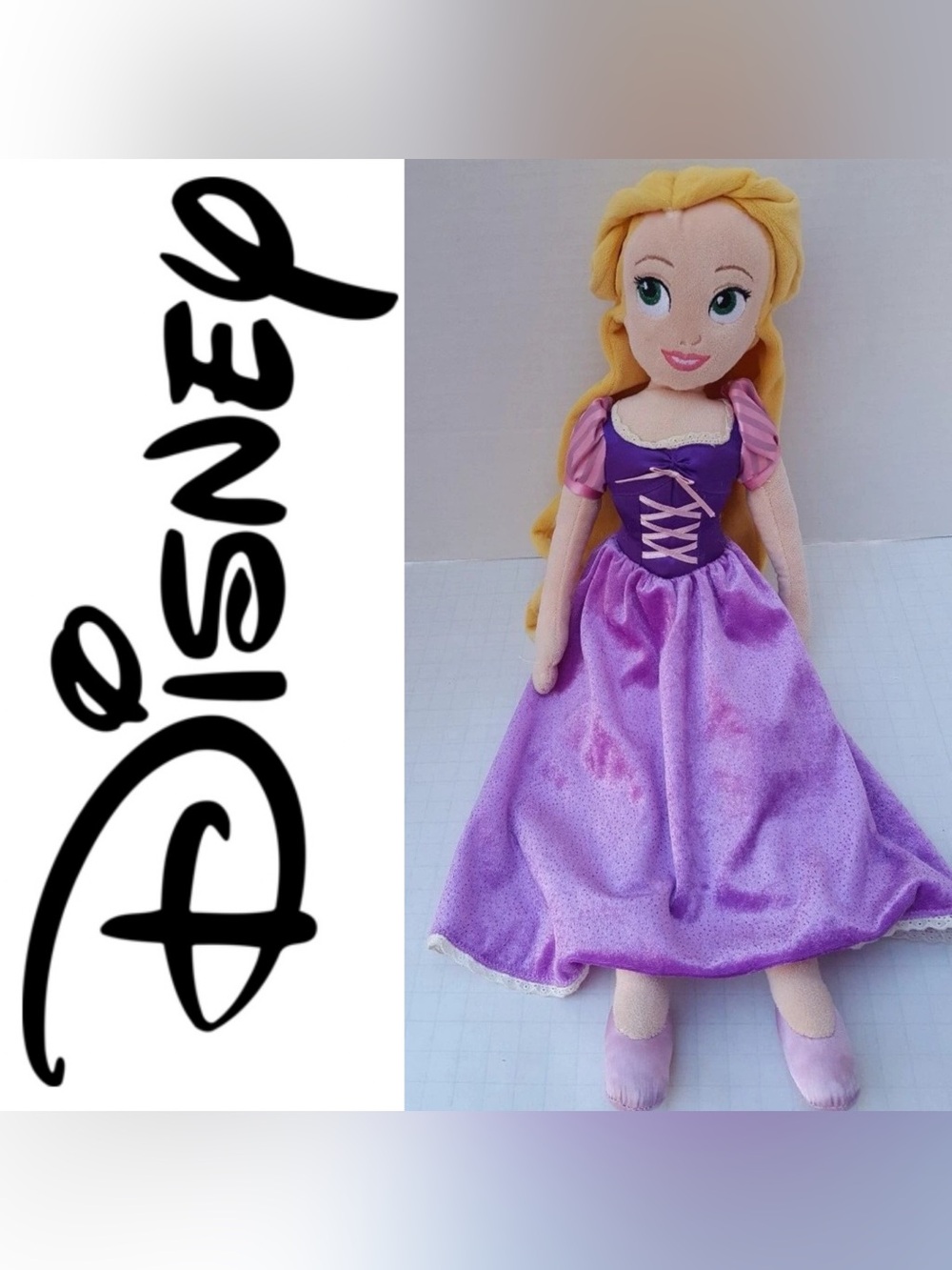 Disney Rapunzel Plush Doll in Purple Dress with Yellow Hair, 1st Edition